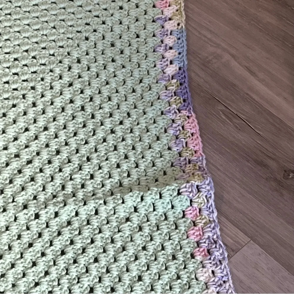 New Handmade Crochet Mint Green Granny Square Blanket